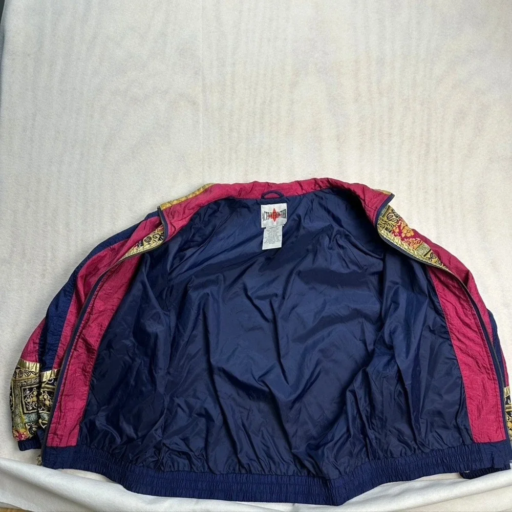 Vintage Active Frontier Windbreaker Jacket Medium 80's 90's‎ Baroque Print Retro